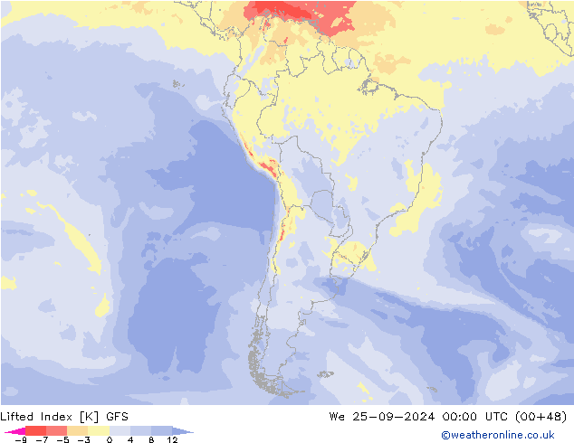 Yükseltgenmiş Indeks GFS Çar 25.09.2024 00 UTC