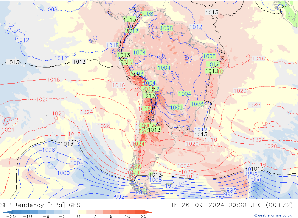 SLP tendency GFS Th 26.09.2024 00 UTC