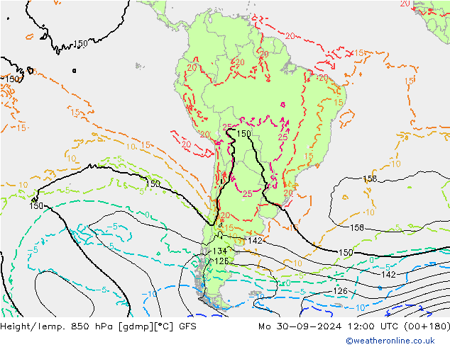 Z500/Rain (+SLP)/Z850 GFS lun 30.09.2024 12 UTC