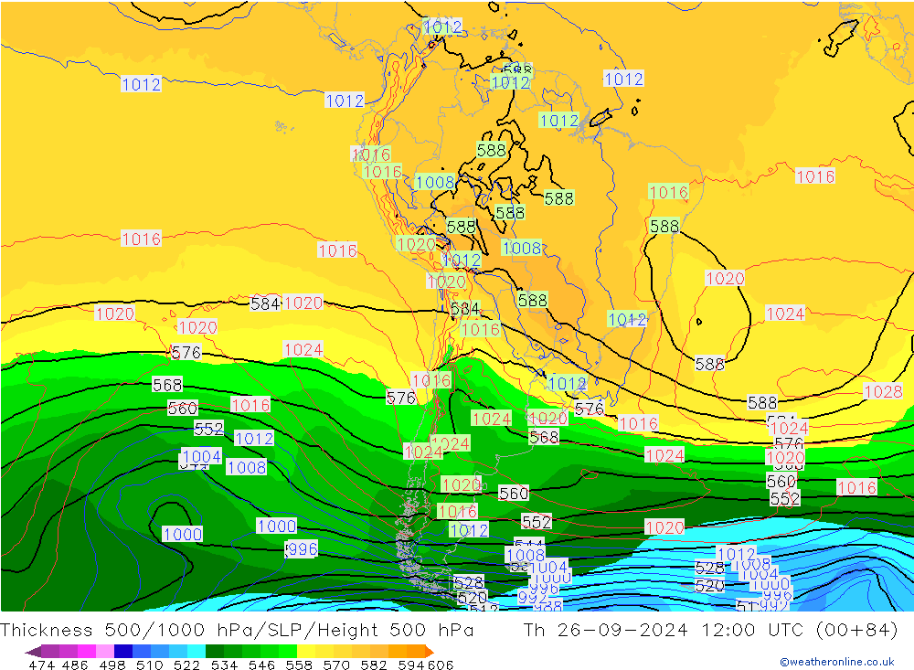 Thck 500-1000hPa GFS Th 26.09.2024 12 UTC