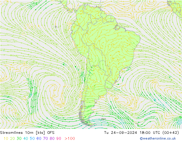 Stromlinien 10m GFS Di 24.09.2024 18 UTC