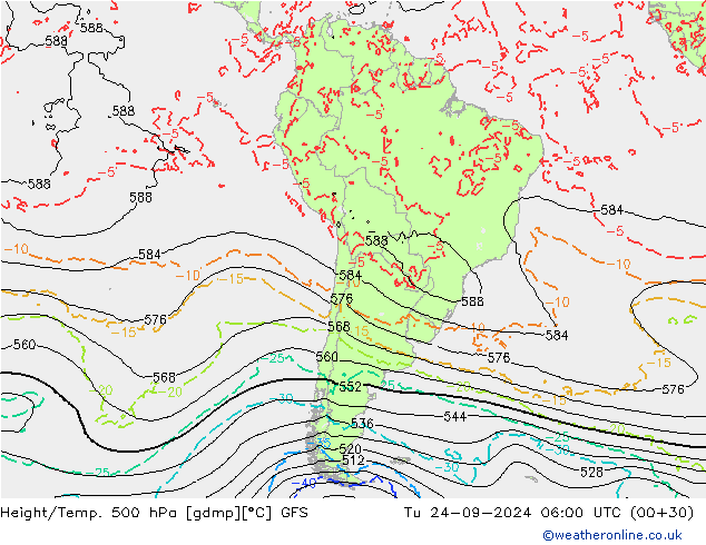 Z500/Rain (+SLP)/Z850 GFS Tu 24.09.2024 06 UTC