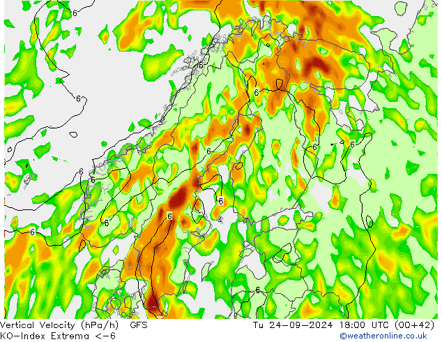 Convection-Index GFS Tu 24.09.2024 18 UTC