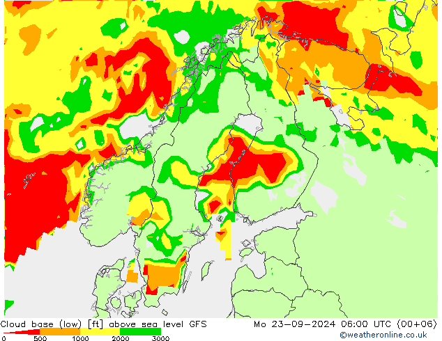 Cloud base (low) GFS Po 23.09.2024 06 UTC