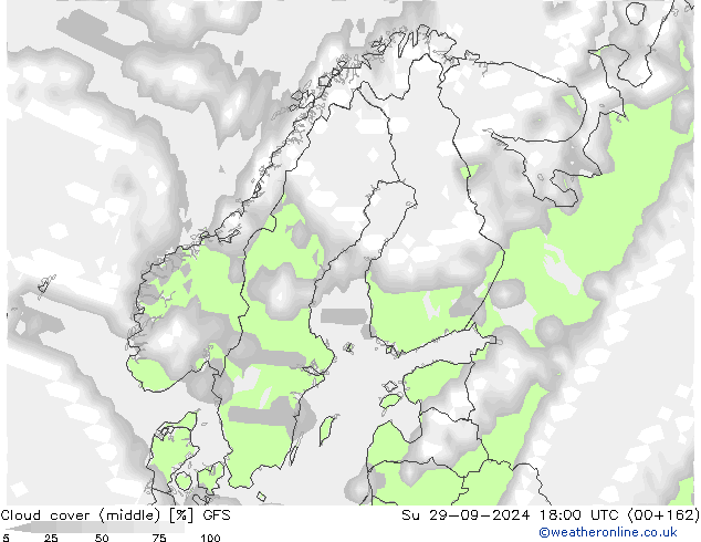 Bewolking (Middelb.) GFS zo 29.09.2024 18 UTC