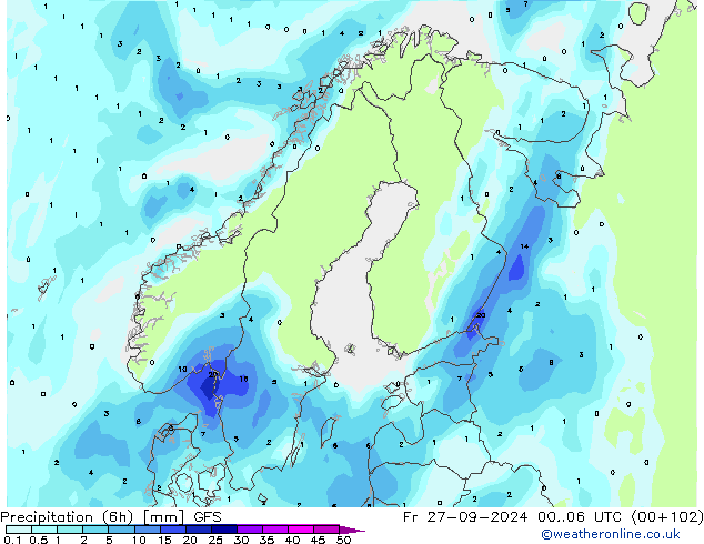 Z500/Rain (+SLP)/Z850 GFS Fr 27.09.2024 06 UTC