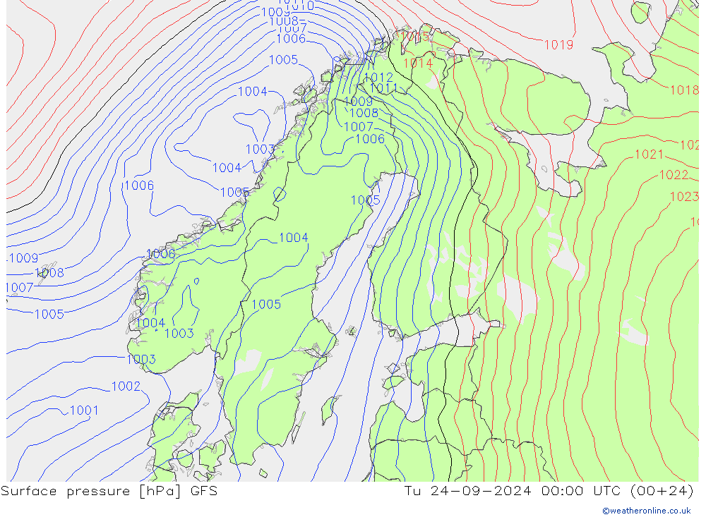 Bodendruck GFS Di 24.09.2024 00 UTC