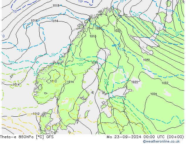 Theta-e 850hPa GFS September 2024