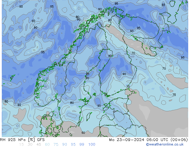 RH 925 hPa GFS September 2024