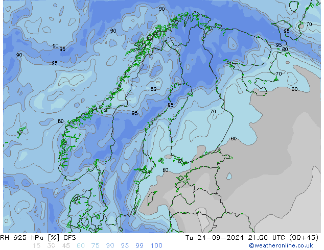 RH 925 hPa GFS mar 24.09.2024 21 UTC