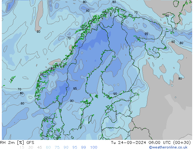 RH 2m GFS Di 24.09.2024 06 UTC