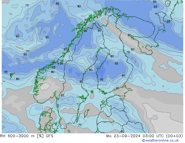 RH 600-3000 m GFS Po 23.09.2024 03 UTC