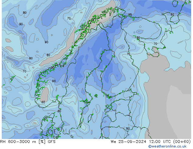 RH 600-3000 m GFS We 25.09.2024 12 UTC