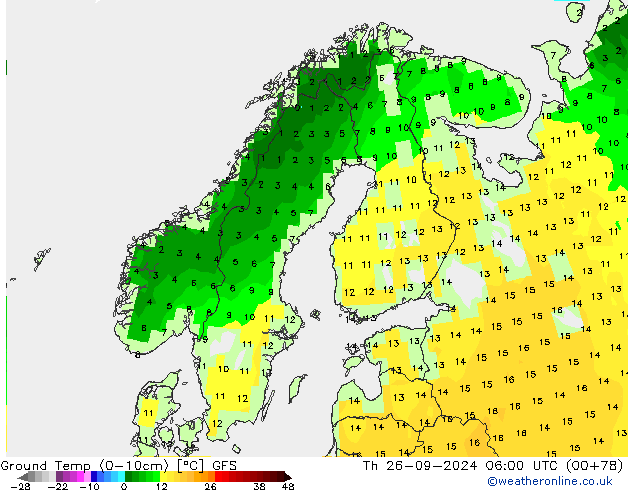 Temp (0-10cm) GFS jeu 26.09.2024 06 UTC