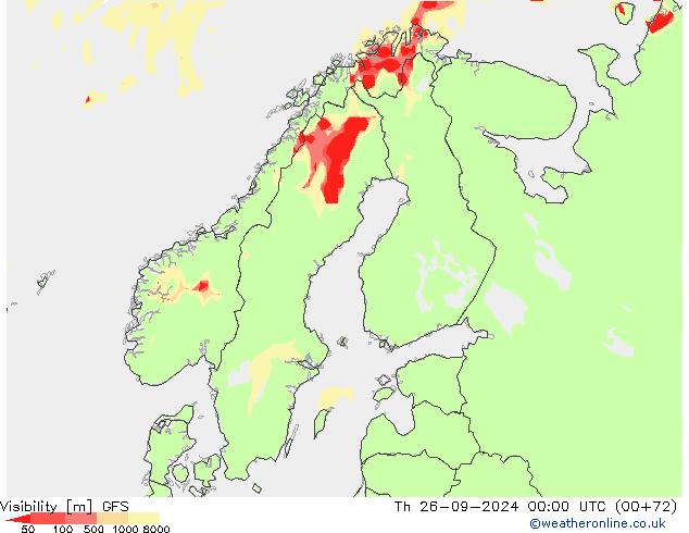 Visibility GFS Th 26.09.2024 00 UTC