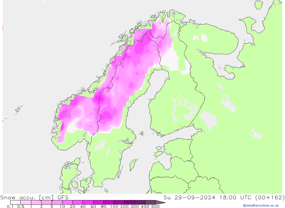 Snow accu. GFS Su 29.09.2024 18 UTC