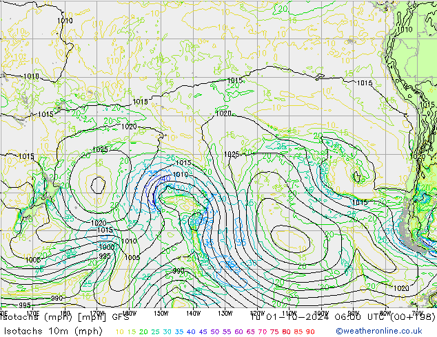 Isotachs (mph) GFS Ter 01.10.2024 06 UTC