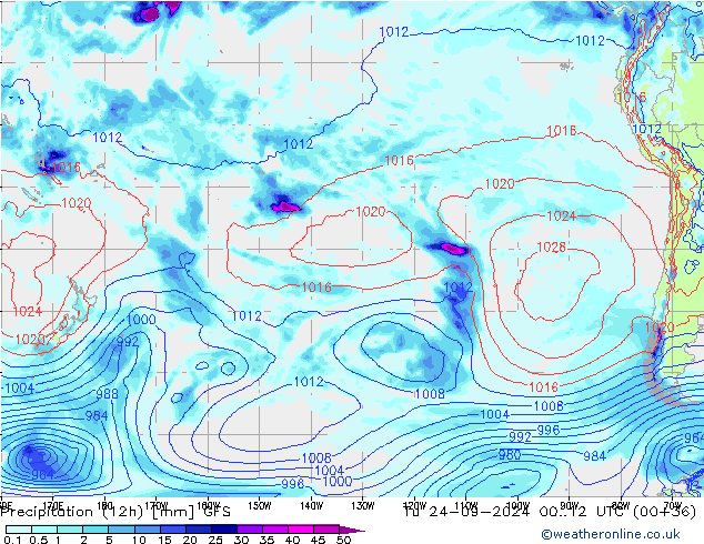 Precipitazione (12h) GFS mar 24.09.2024 12 UTC