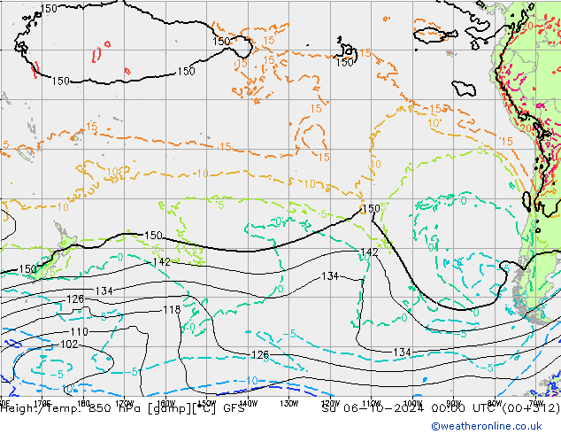 Z500/Rain (+SLP)/Z850 GFS Вс 06.10.2024 00 UTC