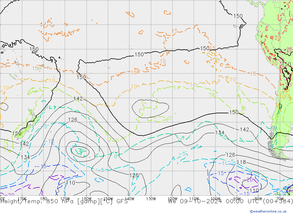 Z500/Rain (+SLP)/Z850 GFS We 09.10.2024 00 UTC