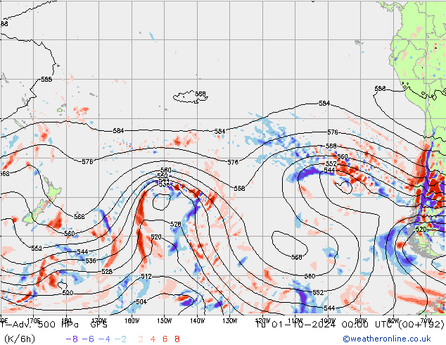 T-Adv. 500 hPa GFS Ter 01.10.2024 00 UTC