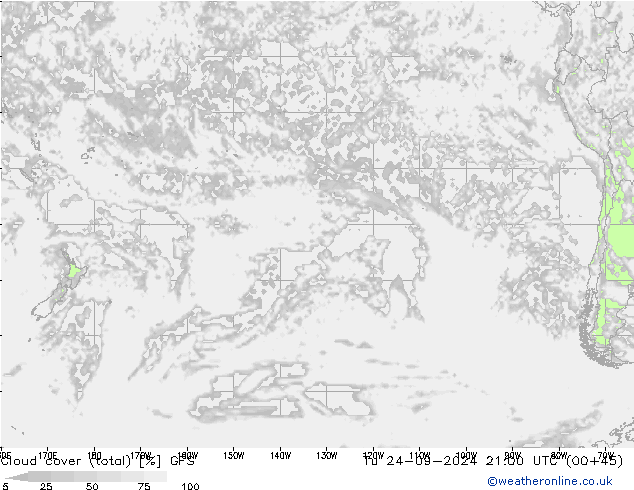 Bulutlar (toplam) GFS Sa 24.09.2024 21 UTC