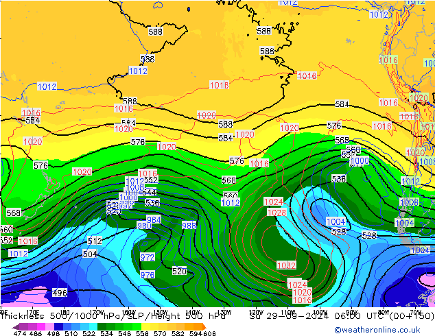 Thck 500-1000hPa GFS Su 29.09.2024 06 UTC