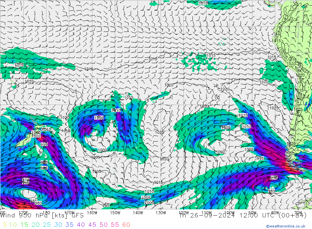 Vento 950 hPa GFS Qui 26.09.2024 12 UTC