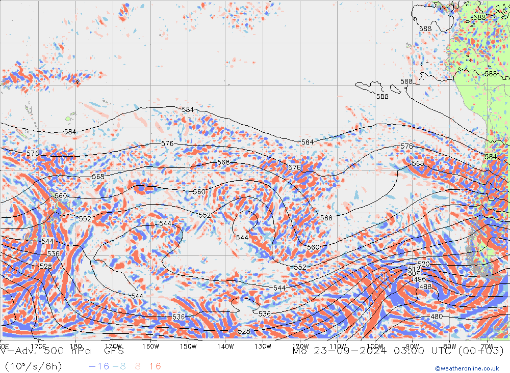 V-Adv. 500 hPa GFS lun 23.09.2024 03 UTC