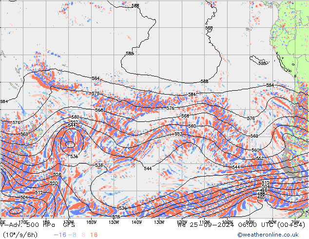 V-Adv. 500 hPa GFS  25.09.2024 06 UTC