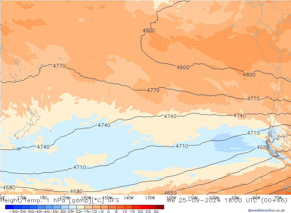 Height/Temp. 1 hPa GFS Qua 25.09.2024 18 UTC