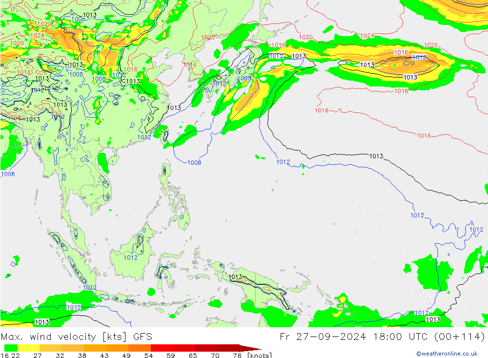 Windböen GFS Fr 27.09.2024 18 UTC