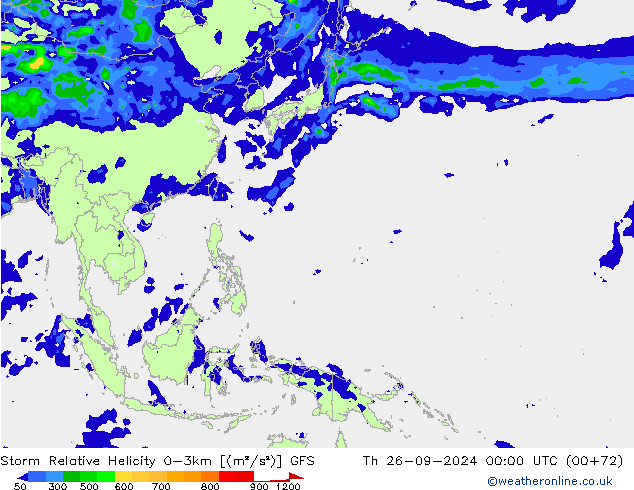 Storm Relative Helicity GFS Th 26.09.2024 00 UTC