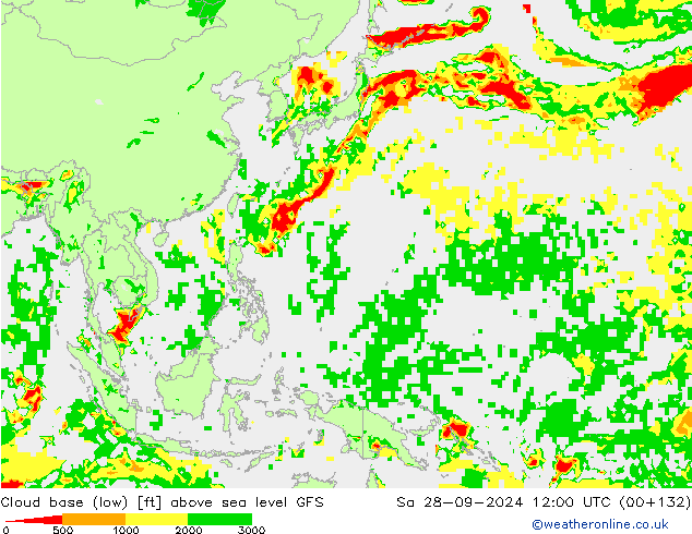 Cloud base (low) GFS Sa 28.09.2024 12 UTC