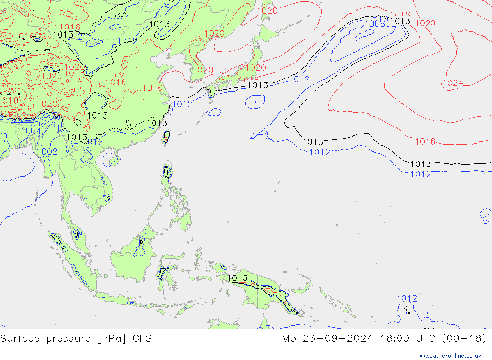 Surface pressure GFS Mo 23.09.2024 18 UTC