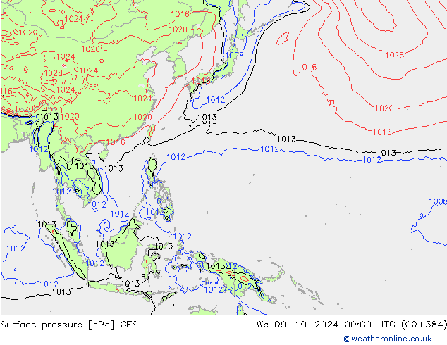 GFS: mer 09.10.2024 00 UTC