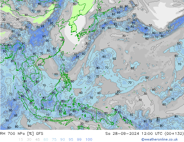 RH 700 hPa GFS Sa 28.09.2024 12 UTC