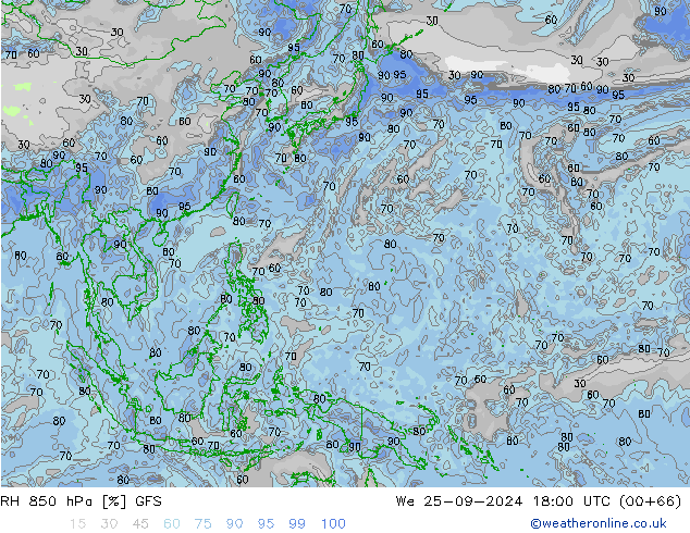 RH 850 hPa GFS  25.09.2024 18 UTC