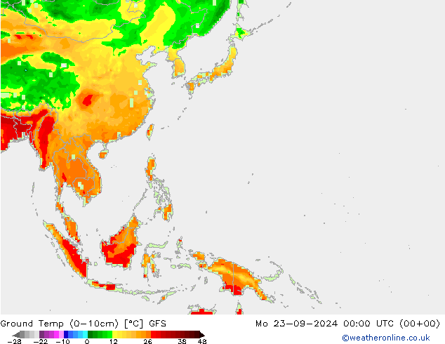 Topraküstü en düşük Sıc. GFS Pzt 23.09.2024 00 UTC