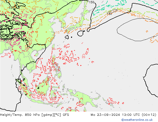 Z500/Rain (+SLP)/Z850 GFS пн 23.09.2024 12 UTC