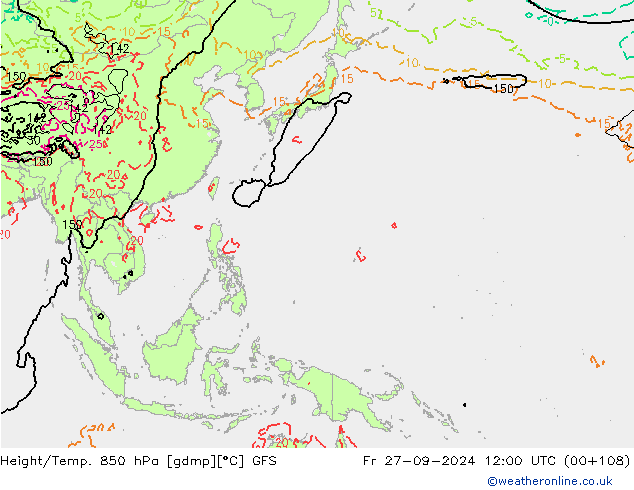 Z500/Rain (+SLP)/Z850 GFS Fr 27.09.2024 12 UTC