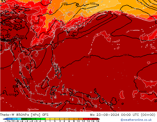 Theta-W 850hPa GFS lun 23.09.2024 00 UTC