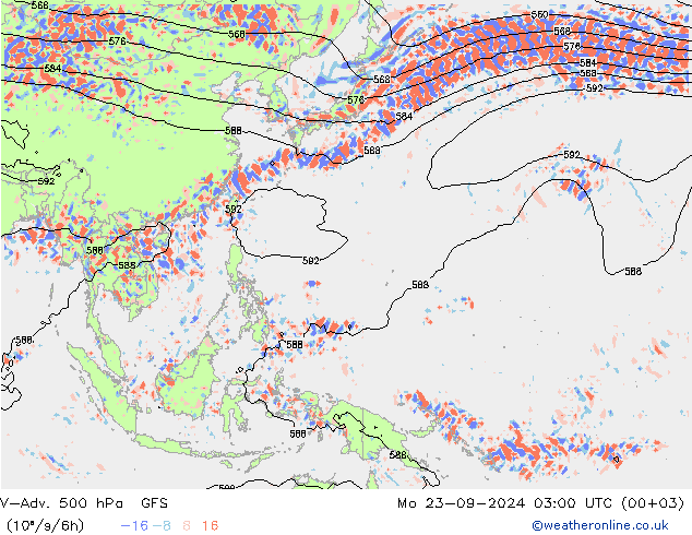 V-Adv. 500 гПа GFS пн 23.09.2024 03 UTC