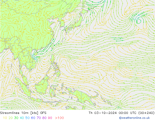 ветер 10m GFS чт 03.10.2024 00 UTC