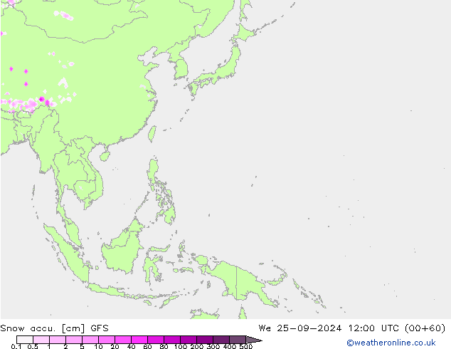 Snow accu. GFS mié 25.09.2024 12 UTC