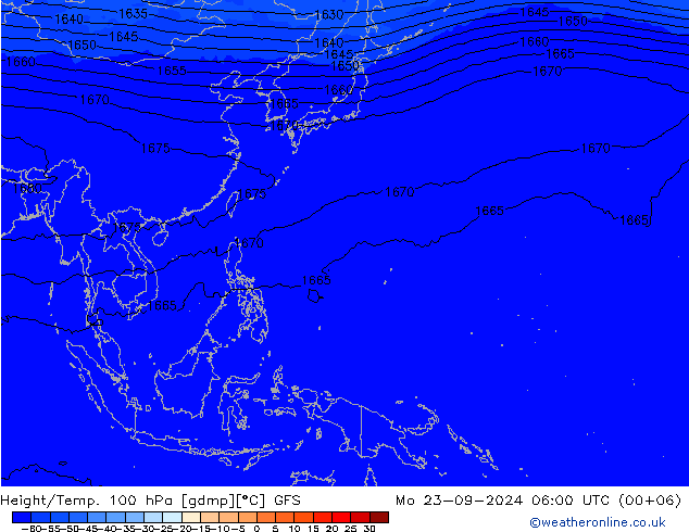 Yükseklik/Sıc. 100 hPa GFS Pzt 23.09.2024 06 UTC