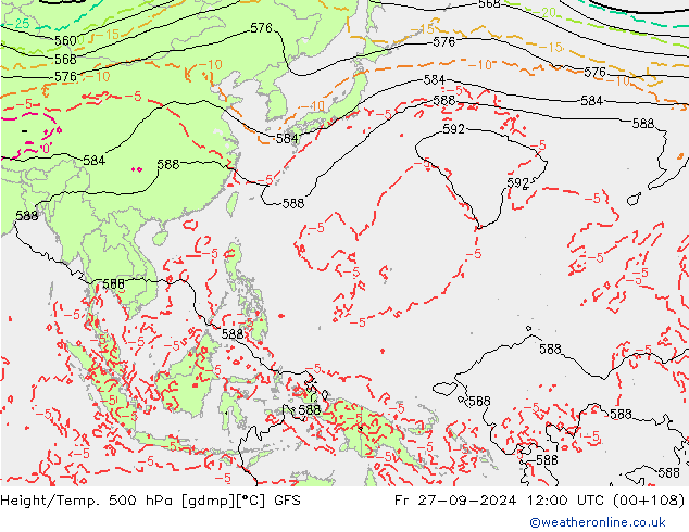 Z500/Rain (+SLP)/Z850 GFS pt. 27.09.2024 12 UTC