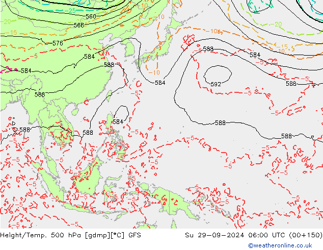 Z500/Regen(+SLP)/Z850 GFS zo 29.09.2024 06 UTC