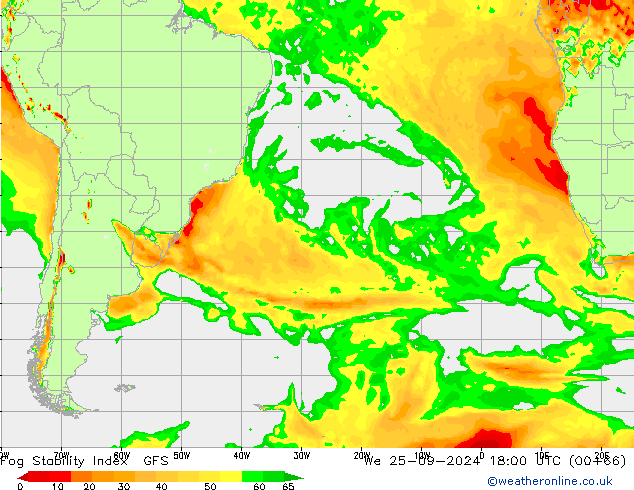 Fog Stability Index GFS ср 25.09.2024 18 UTC