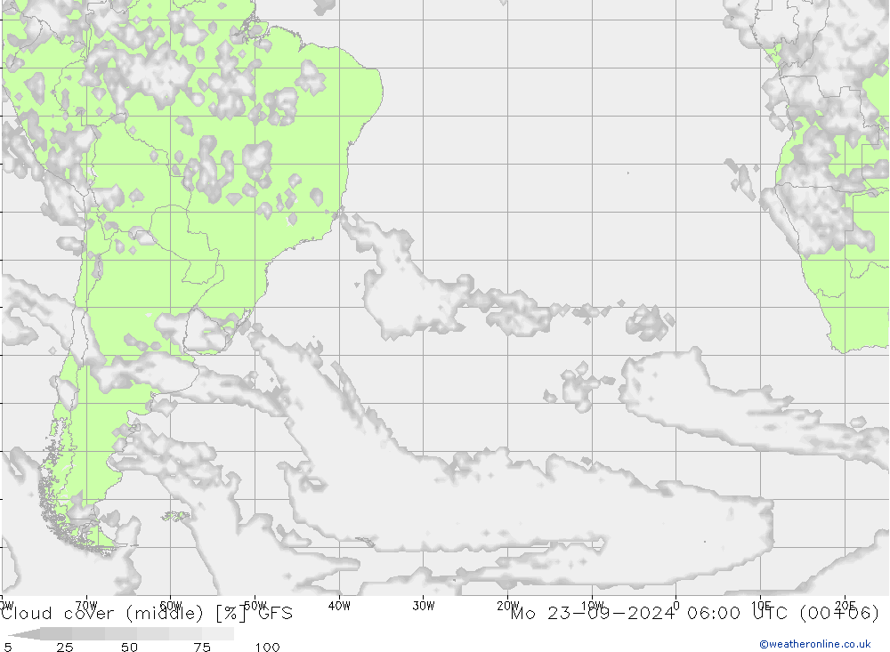 Nubes (altas,medias,bajas) GFS lun 23.09.2024 06 UTC